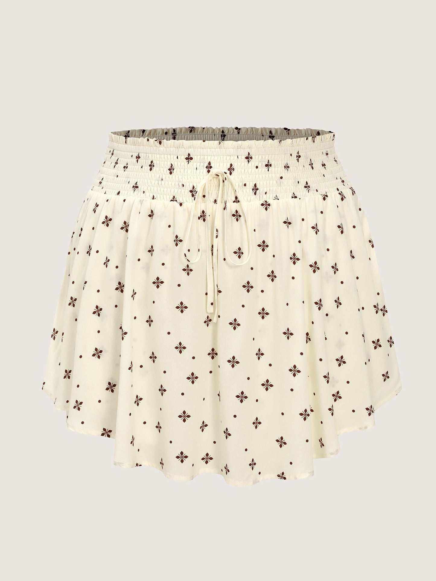 Geometric Print Wide Shirred Waist Skort