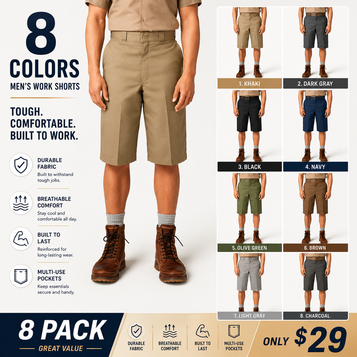 Loose-fitting cargo shorts