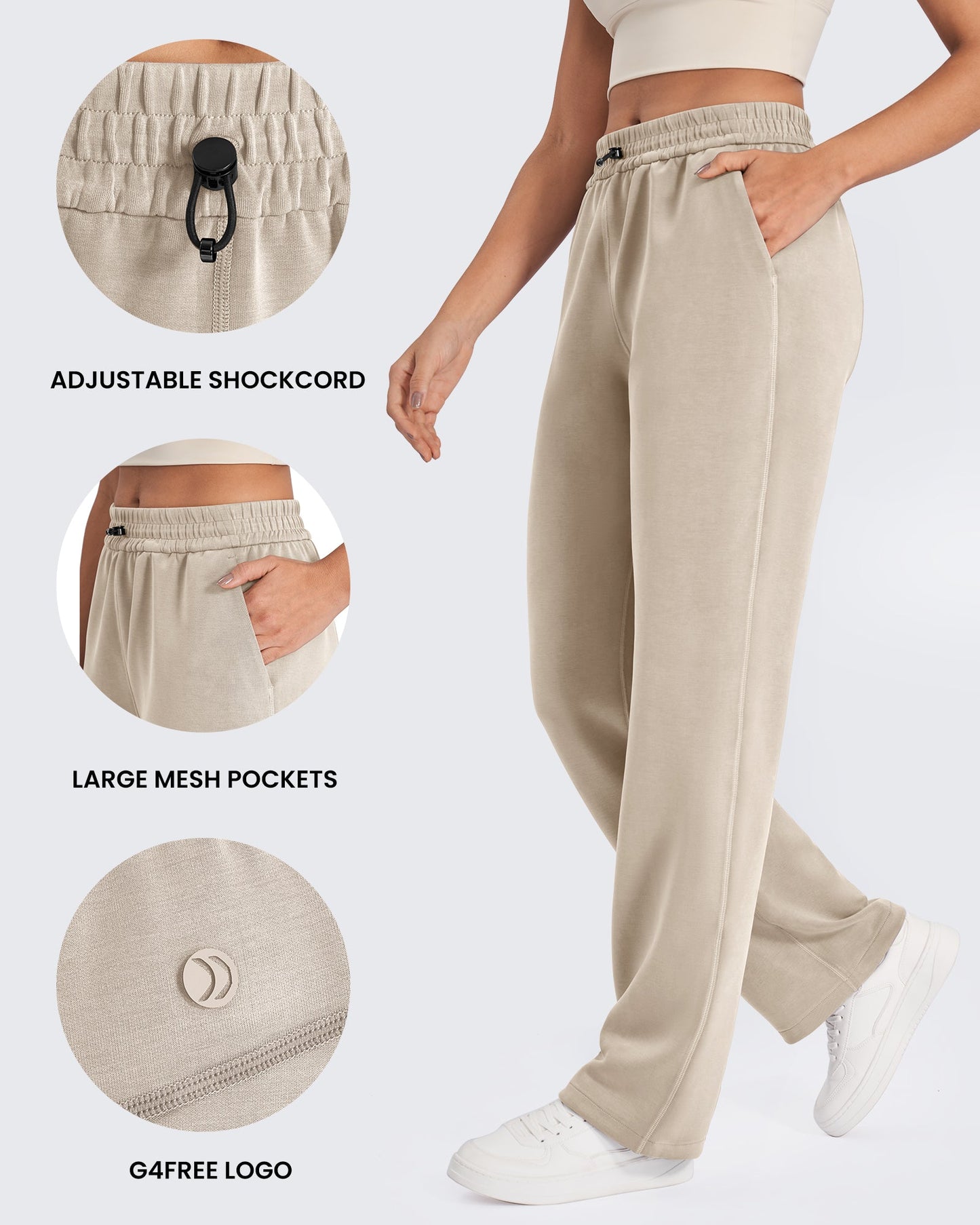 Pantalones de chándal de pernera ancha y tiro medio Smoofit, talla alta