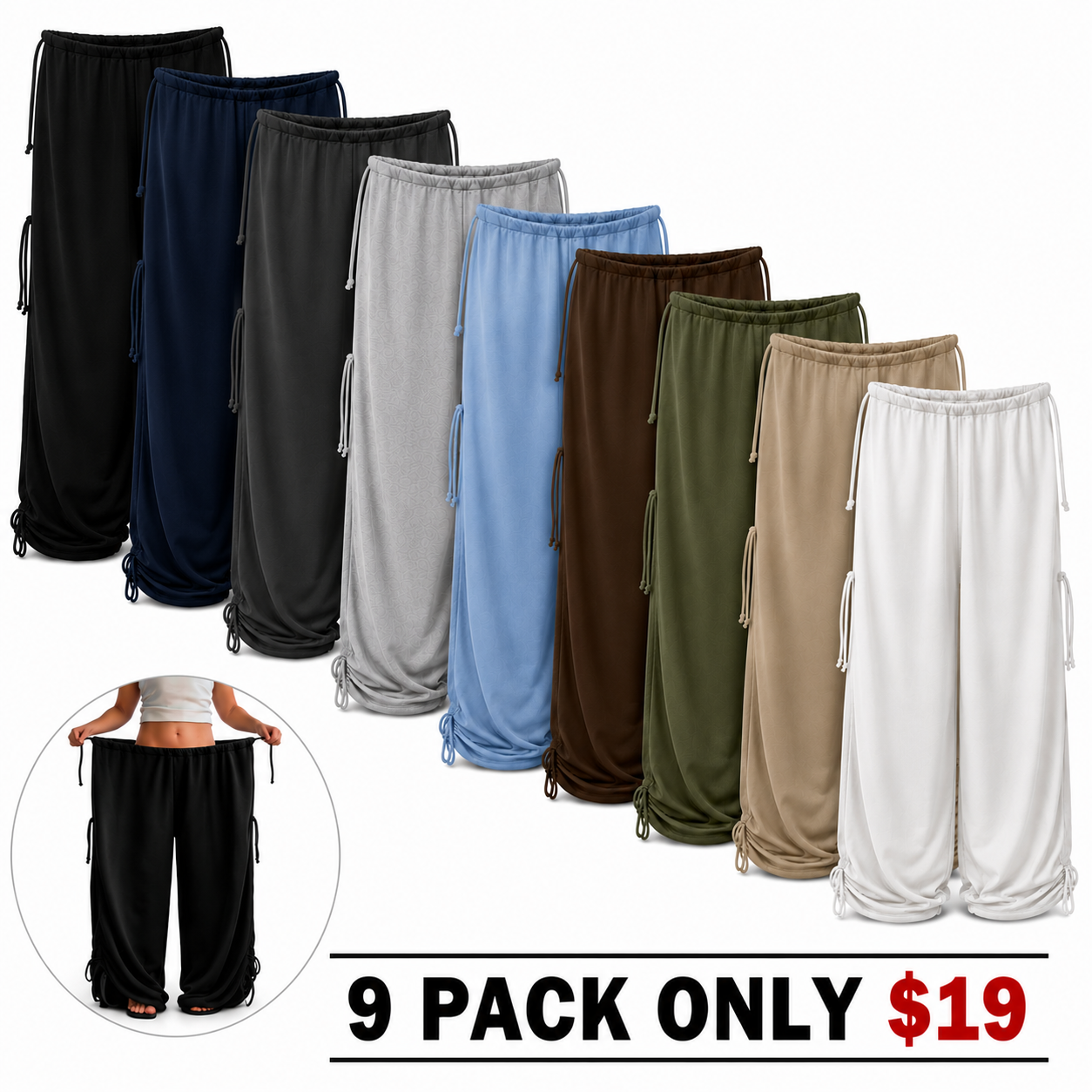 Women's Casual Elastic-Waist Drawstring Pants with Pockets