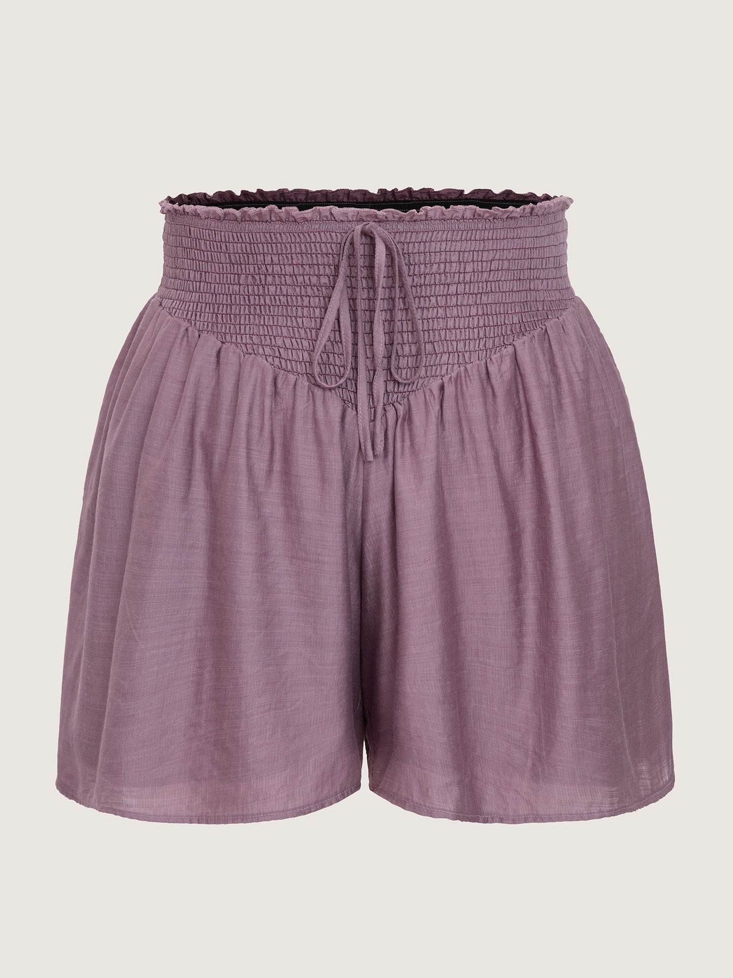 Triangular Shirred Waist Plain Shorts