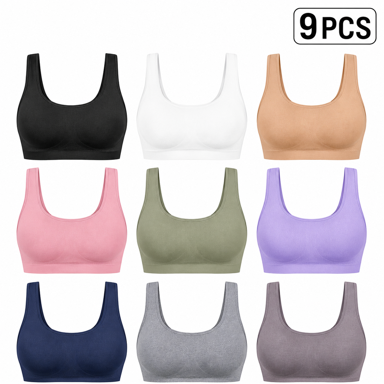 9 PACK-Women No Underwire – Small to Plus Size Bralettes with Support and Natural Lift