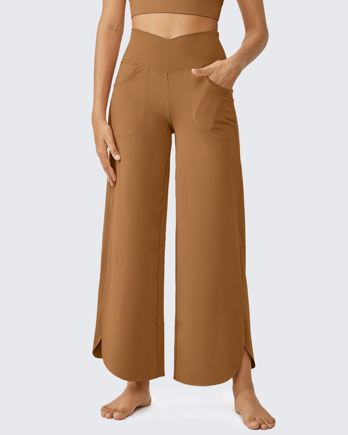 Pantalones capri de pernera ancha y tiro alto EverGoing para personas altas