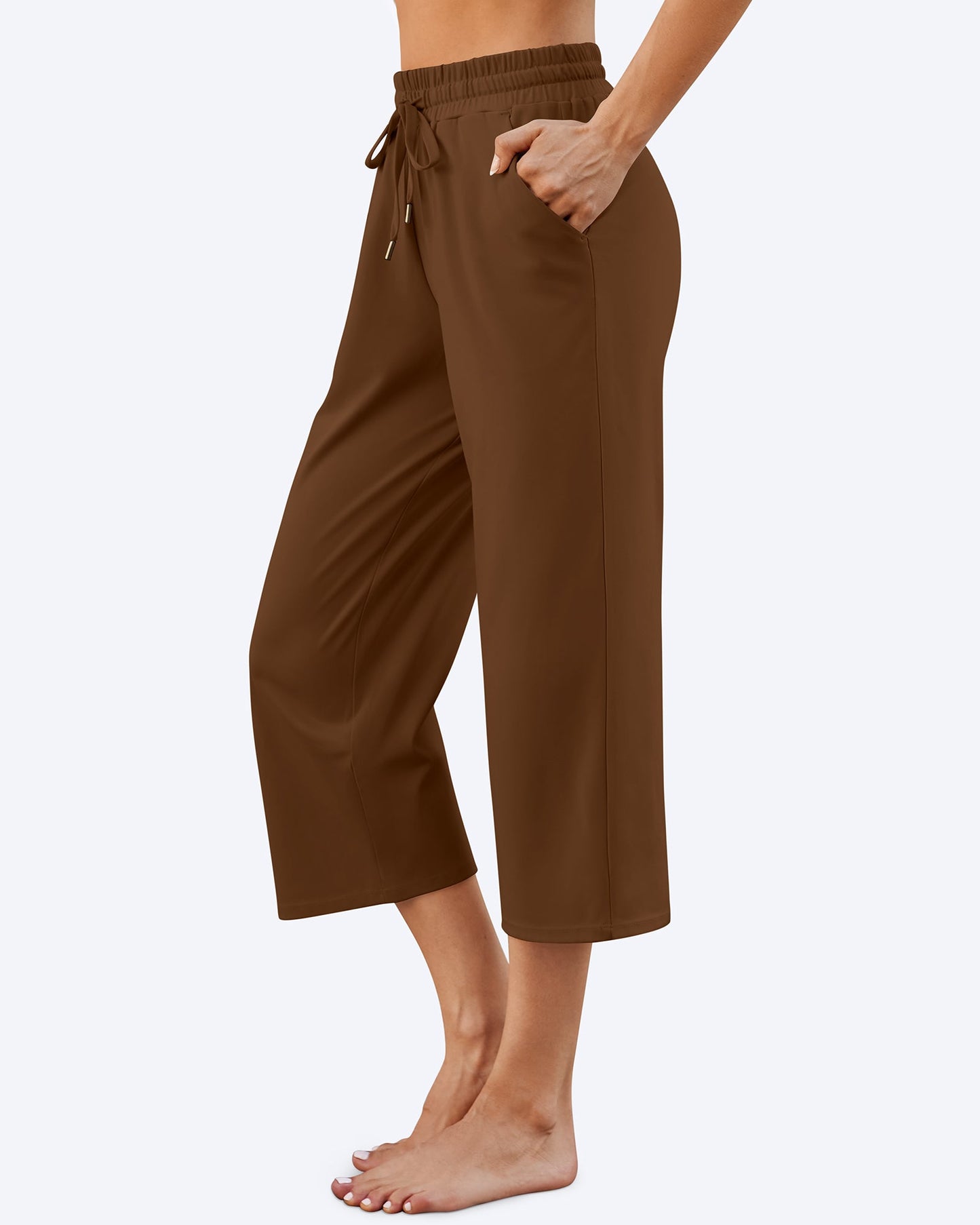 Pantalones capri de pierna ancha, talle medio y cordón EverGoing