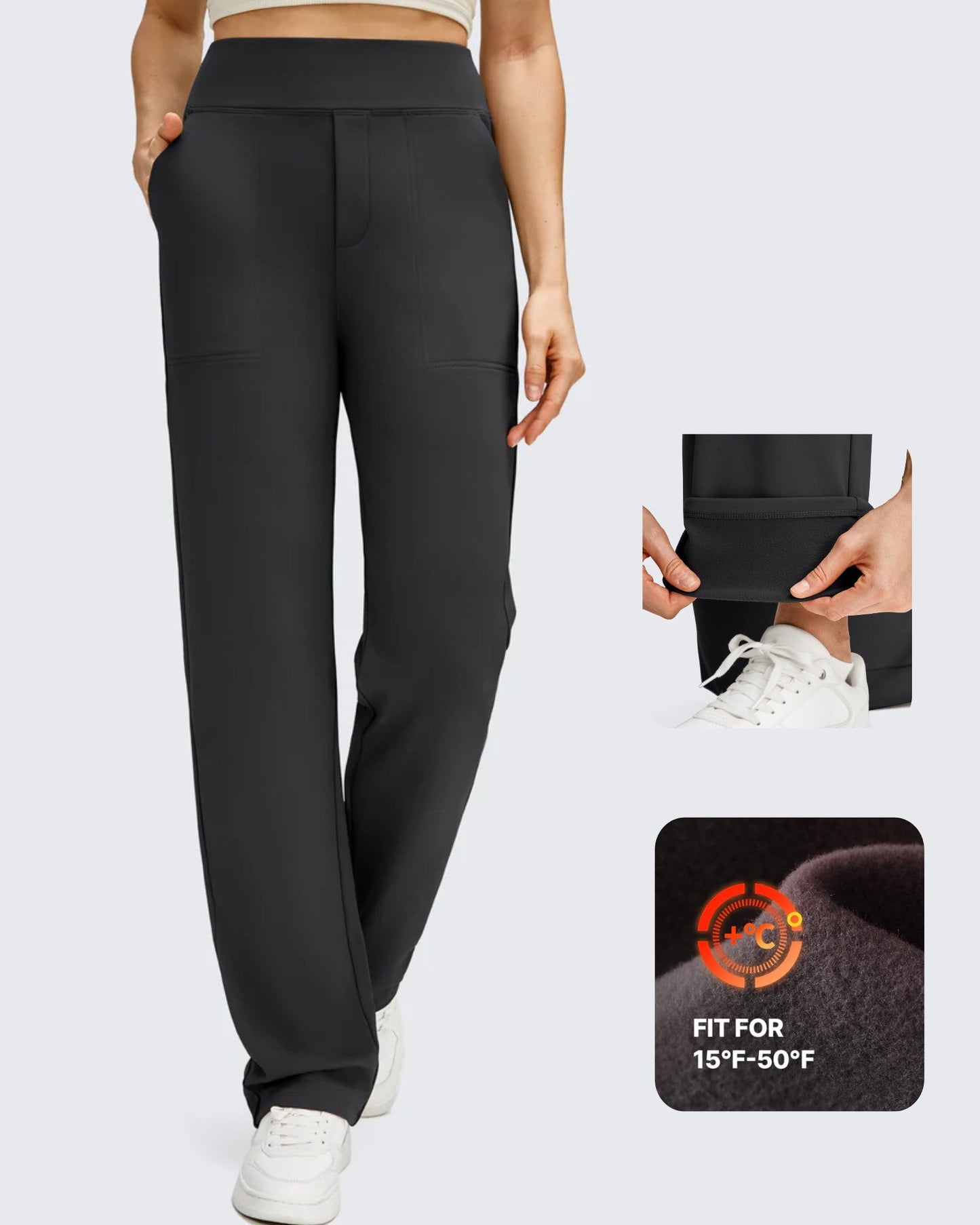 Pantalones de trabajo térmicos con forro polar de pierna recta para invierno