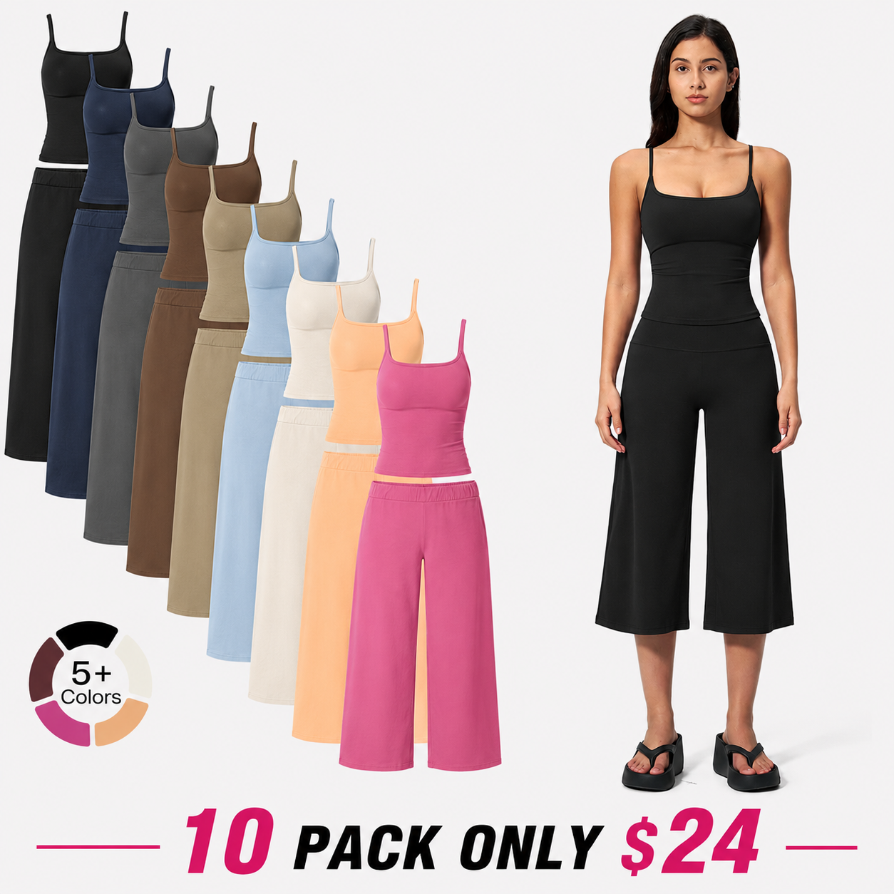 New Yoga Tank Top High Waist Quick-Dry Casual Mid-Length Pants Running Outdoor Athletic Sportswear Yoga Set for Women