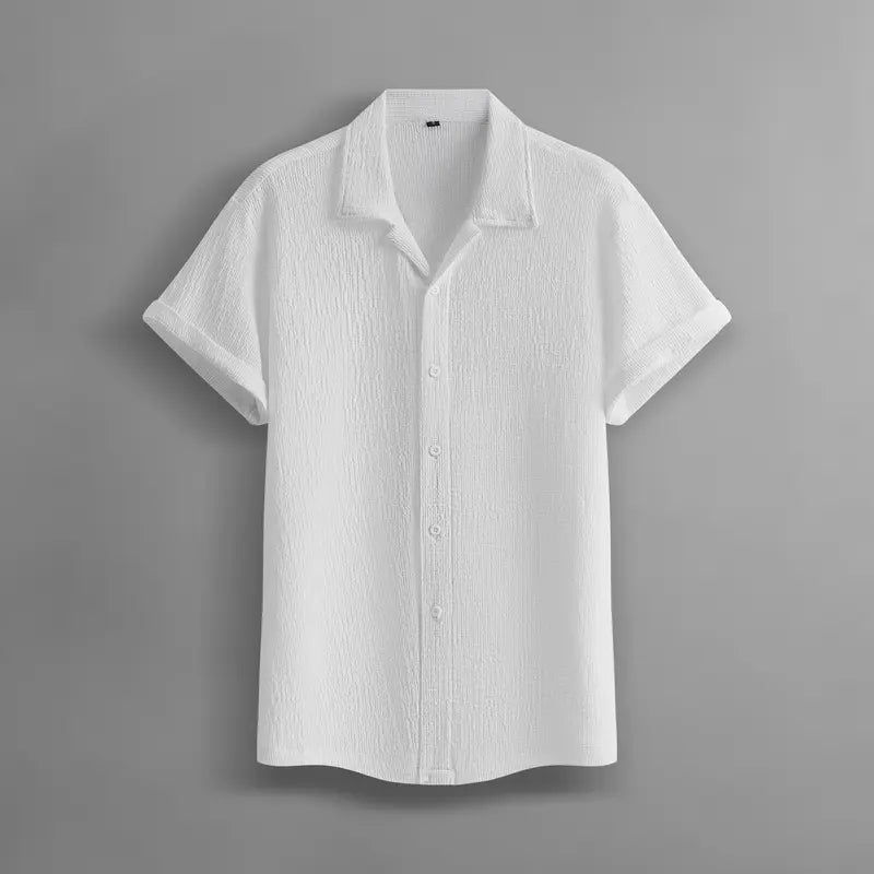 Summer Lightweight Breathable Solid Color Short-Sleeve Dress Shirts