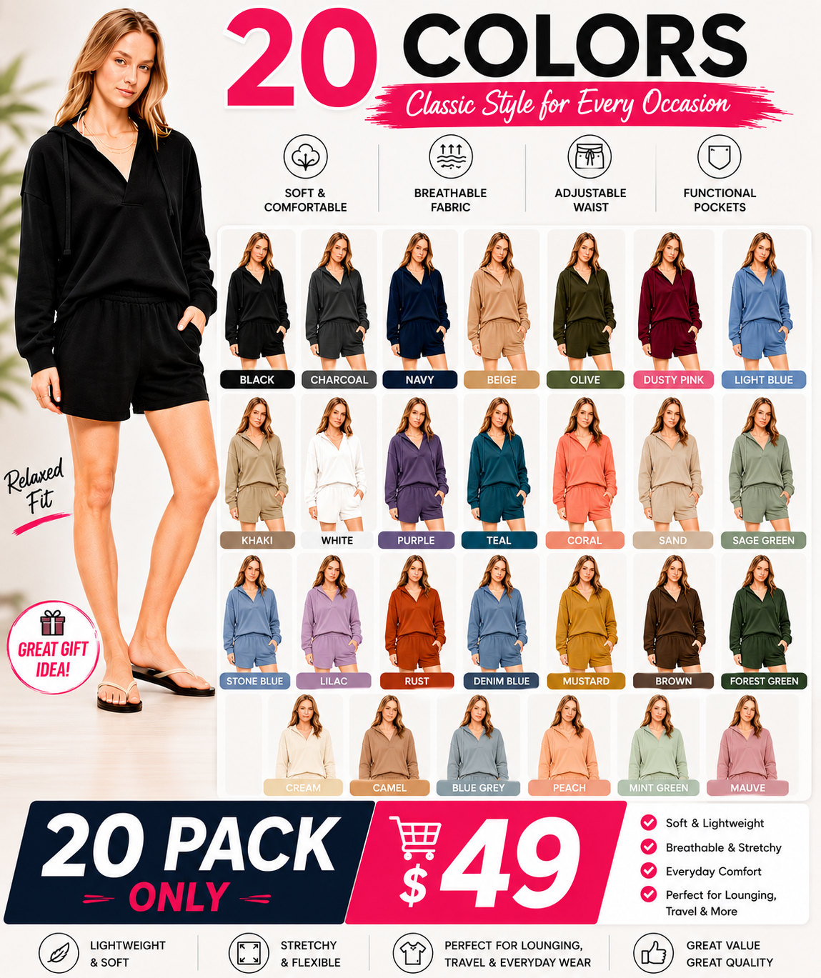 Women's High-Waisted Pull-On Shorts+TOP