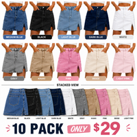 10 pack -Medium Blue + Black + Light Blue + Dark Blue + White + Gray + Khaki + Pink + Beige + Light Pink