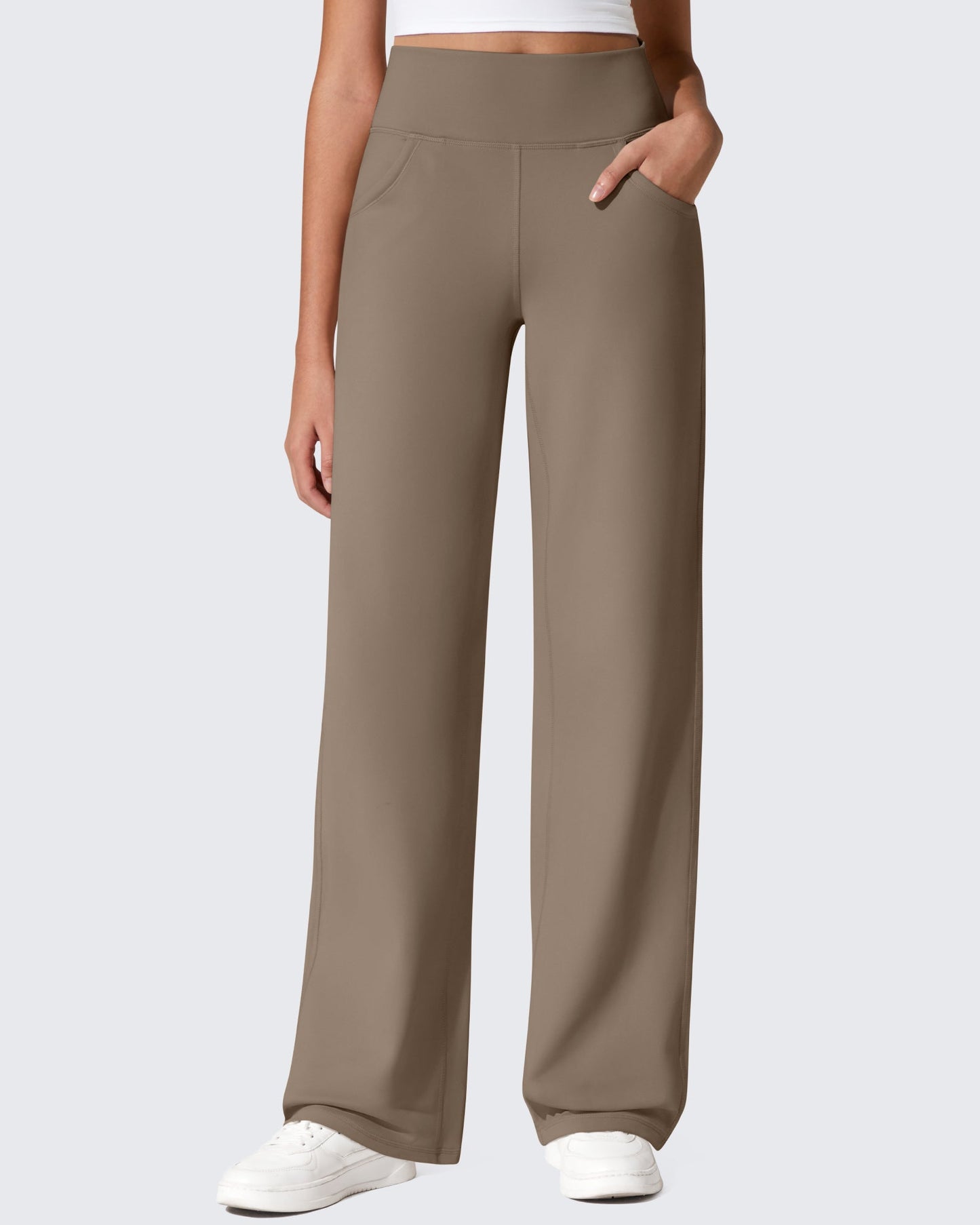Pantalones térmicos de cintura alta y pierna ancha con forro polar EverGoing