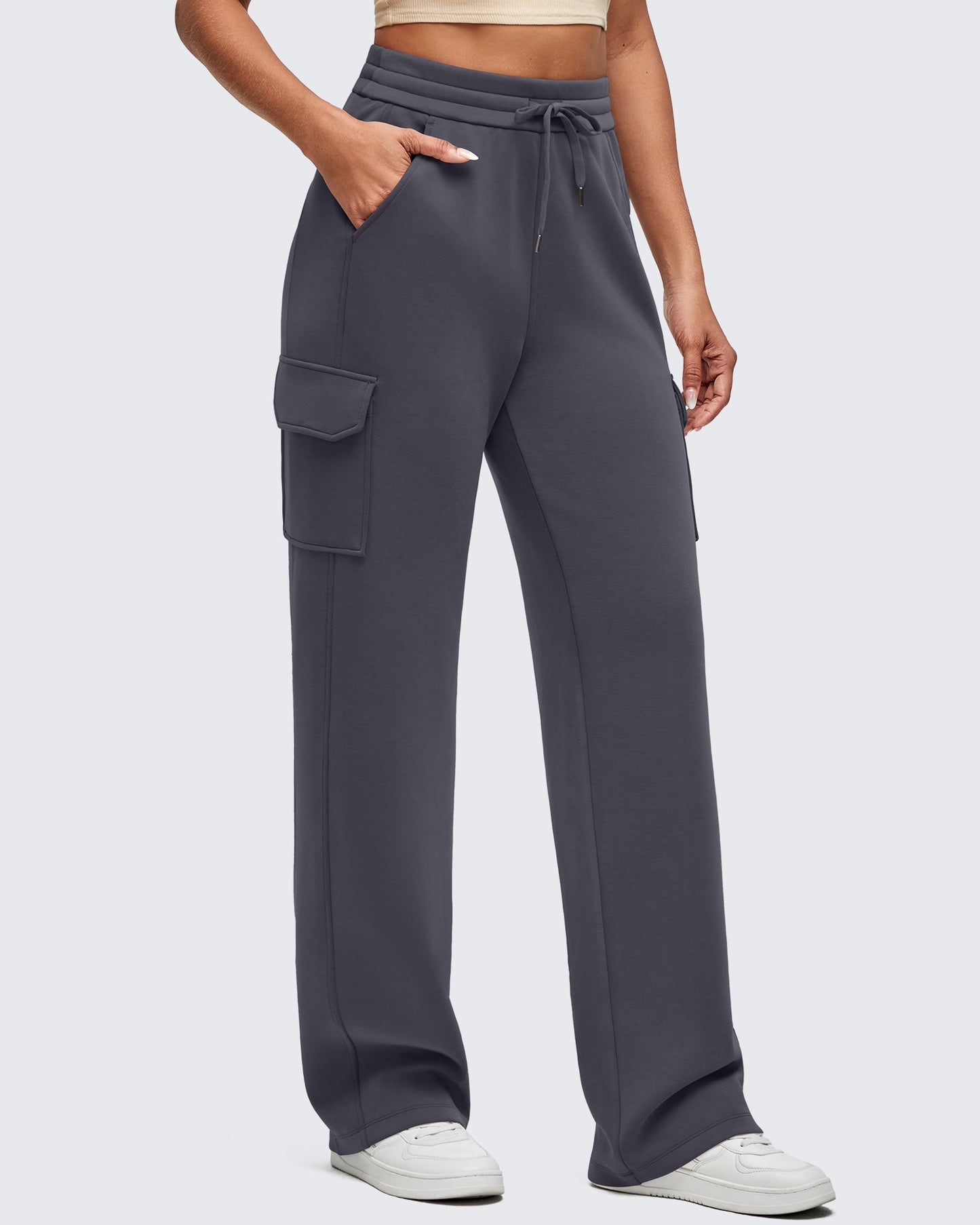 Pantalones de chándal cargo Smoofit de pernera ancha con cordón y bolsillos