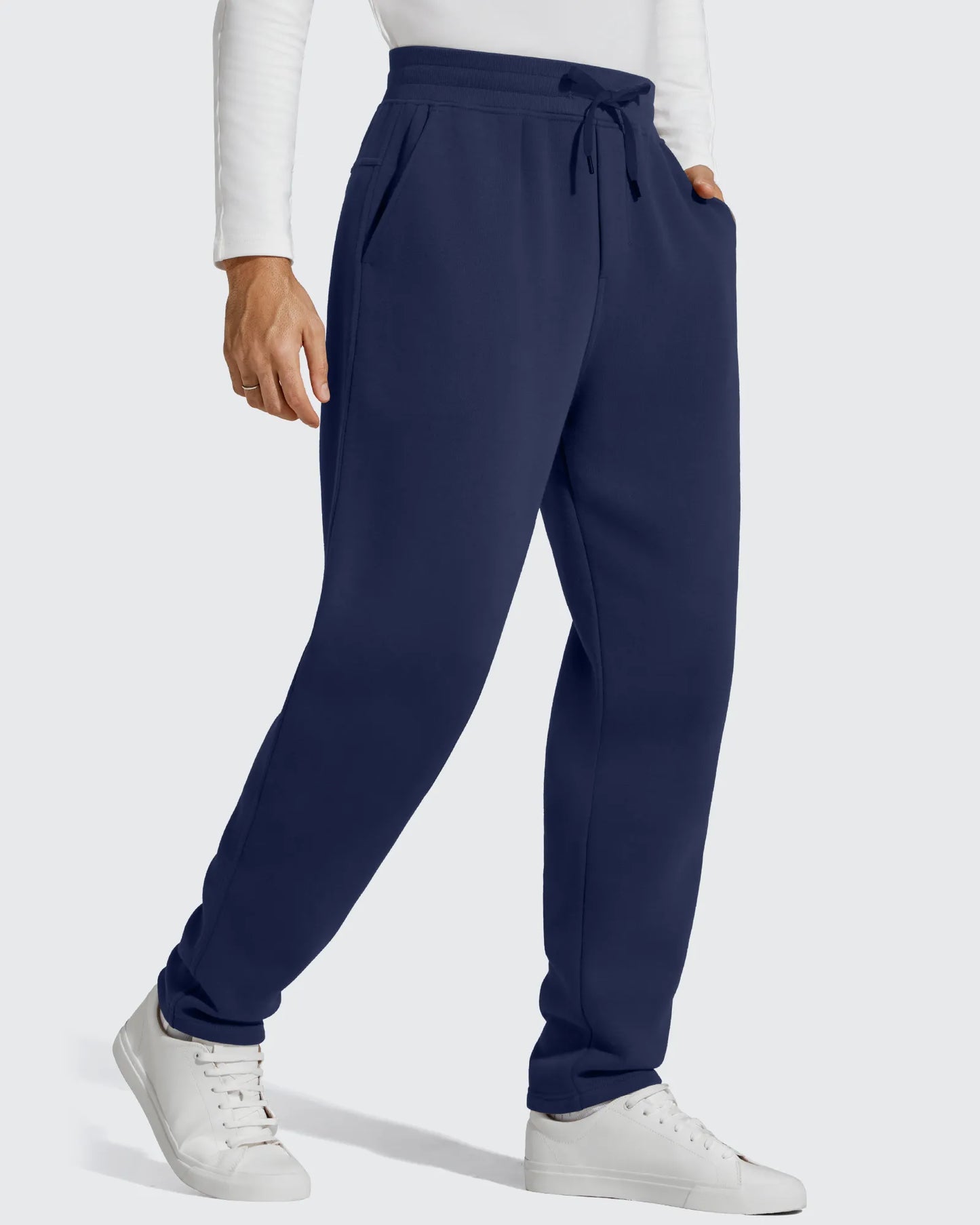 Flurrylux Pantalones de Hombre de Algodón de Pierna Recta con Cordón y Forro Polar