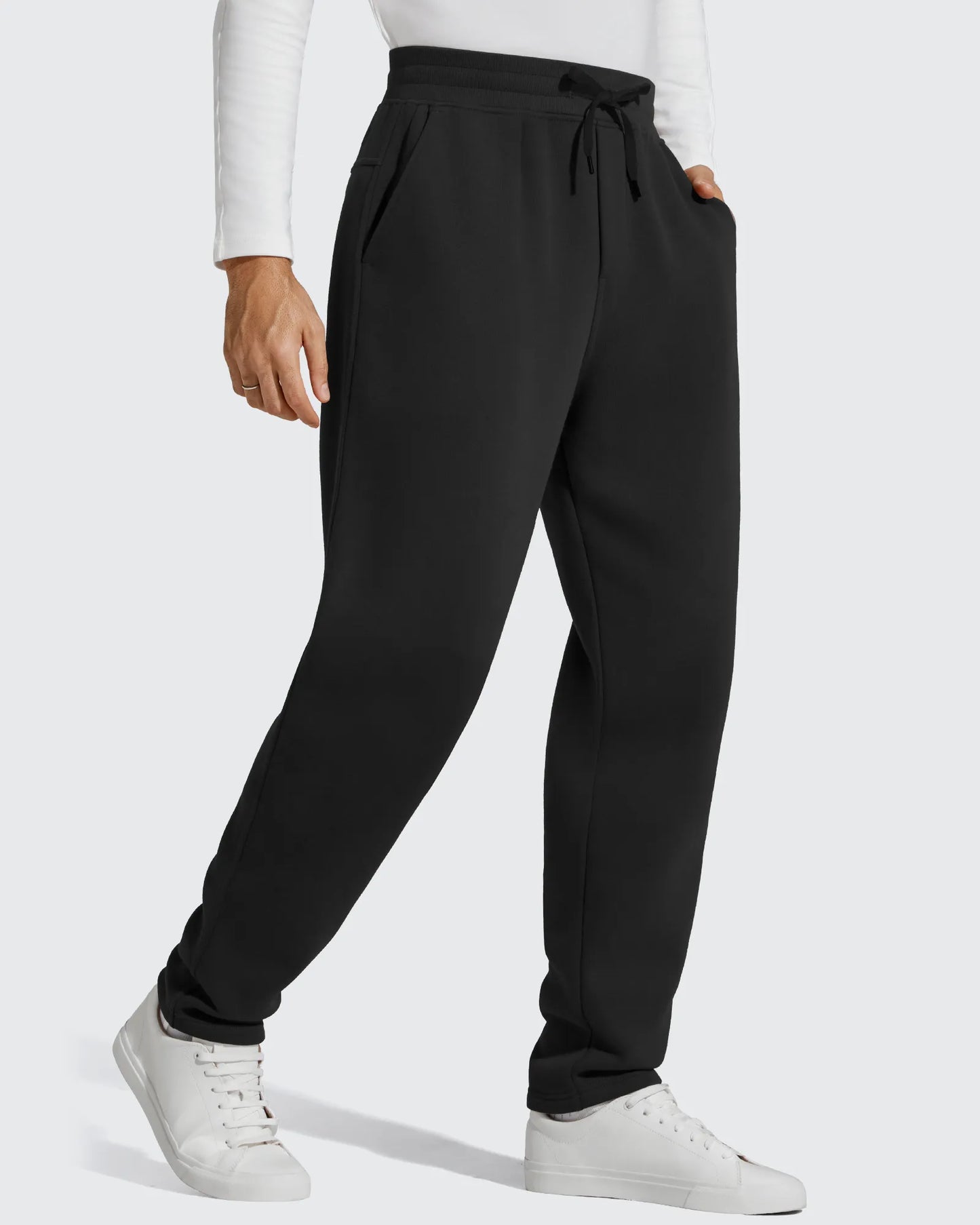 Flurrylux Pantalones de Hombre de Algodón de Pierna Recta con Cordón y Forro Polar