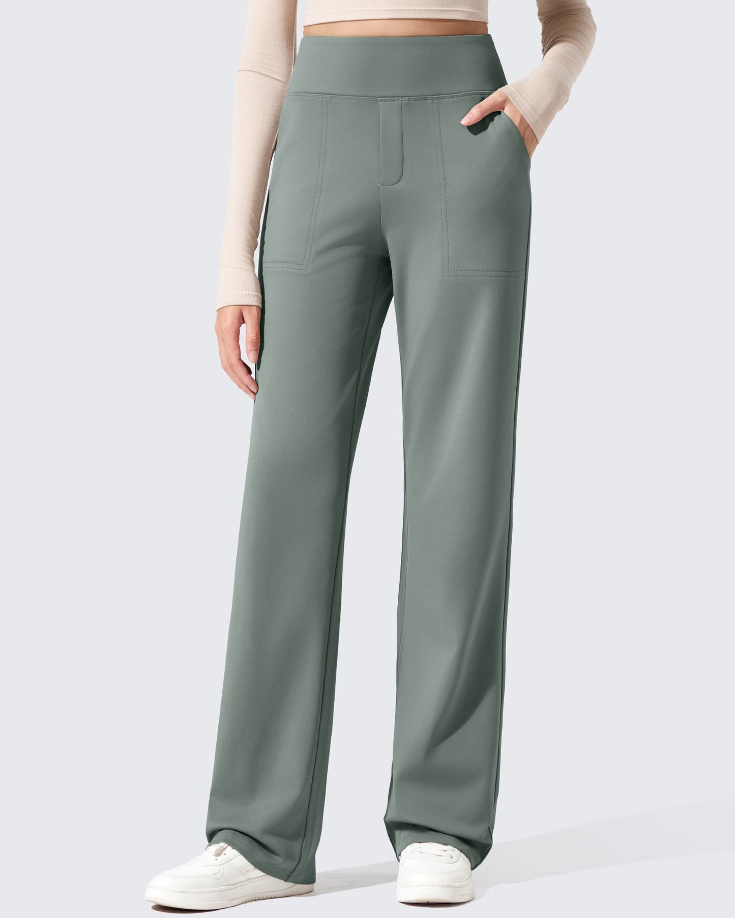Pantalones de vestir de talle alto con forro polar EverGoing
