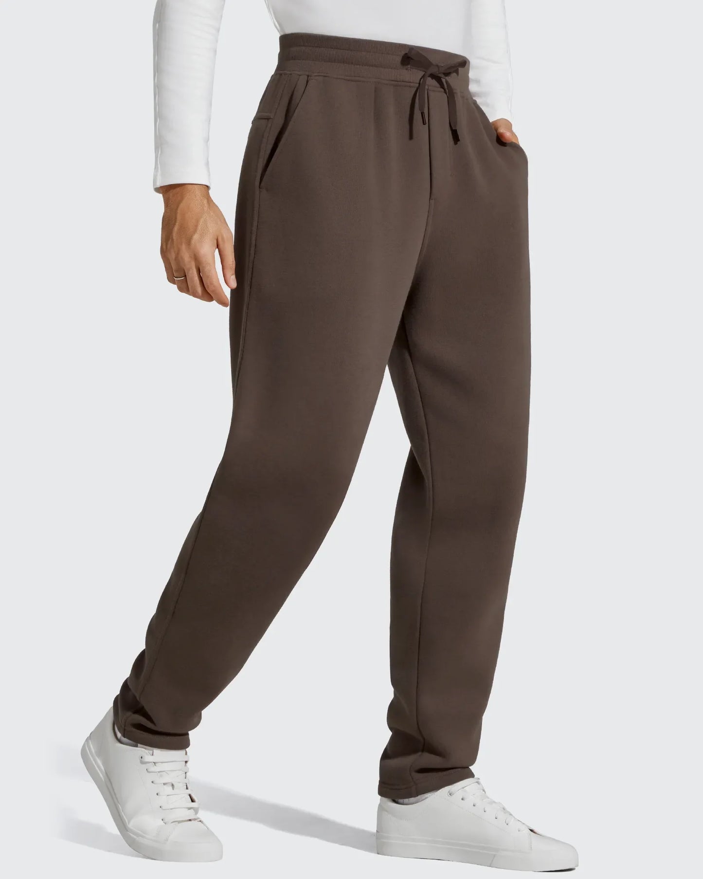 Flurrylux Pantalones de Hombre de Algodón de Pierna Recta con Cordón y Forro Polar