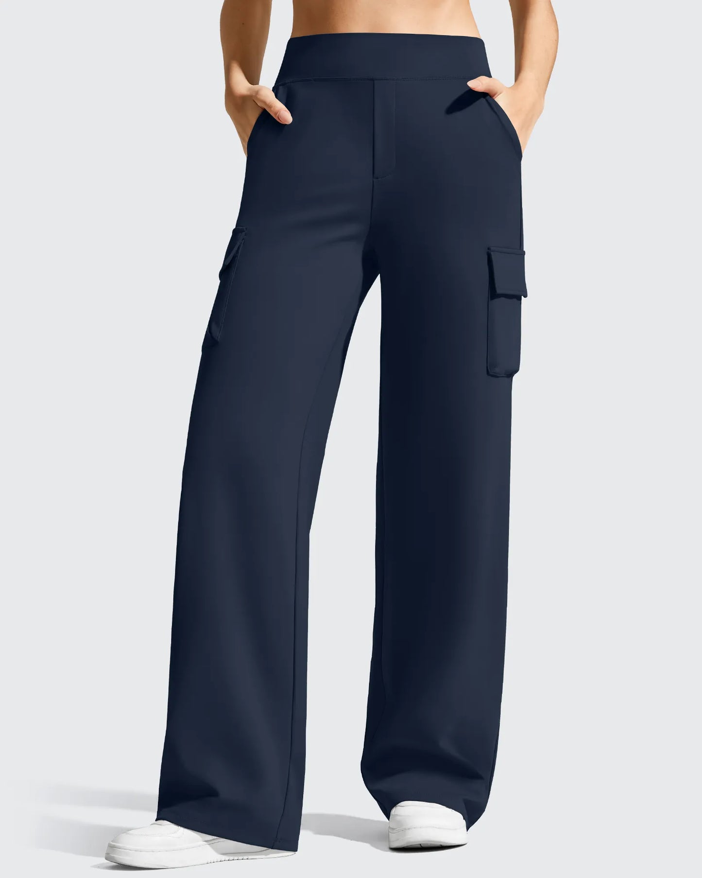 Pantalones cargo de pierna ancha EverGoing de cintura alta con 4 bolsillos
