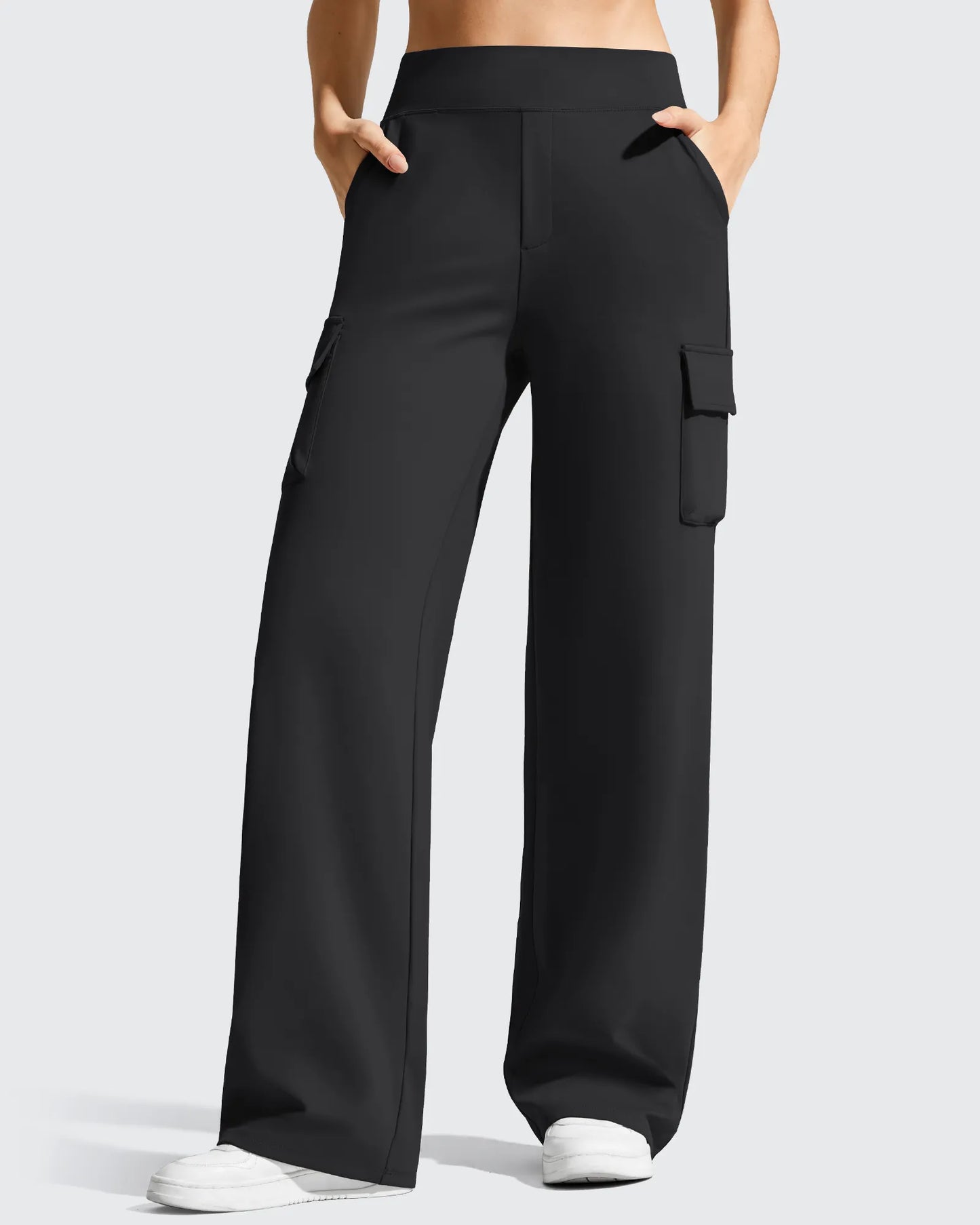 Pantalones cargo de pierna ancha EverGoing de cintura alta con 4 bolsillos