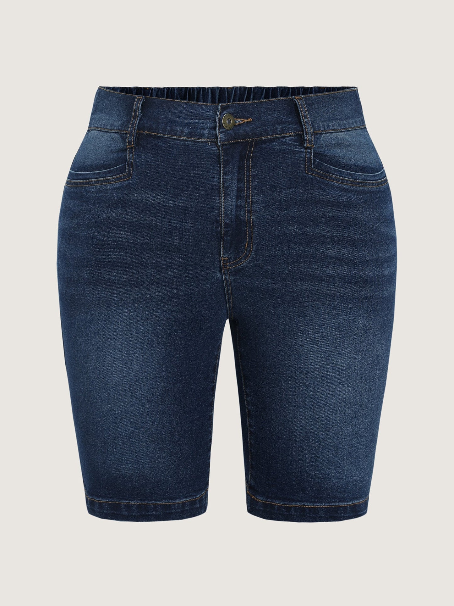 Stretchy Mid-Rise Skinny-Fit Denim Shorts