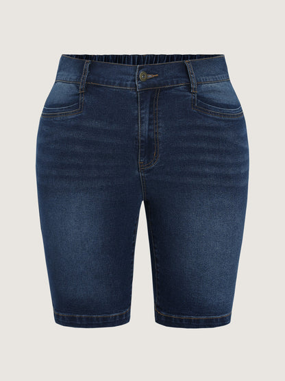 Stretchy Mid-Rise Skinny-Fit Denim Shorts