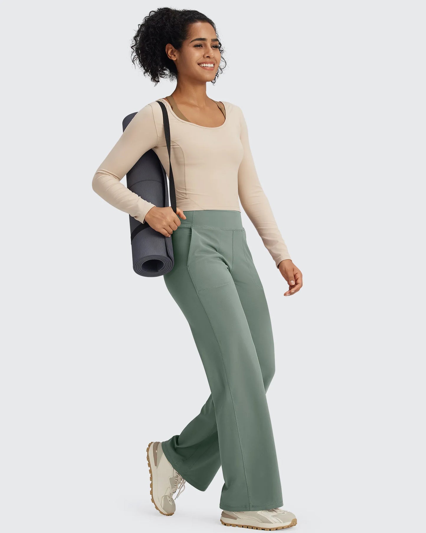 Pantalones Anchos de Vestir de Cintura Alta Sin Costuras BareFeel