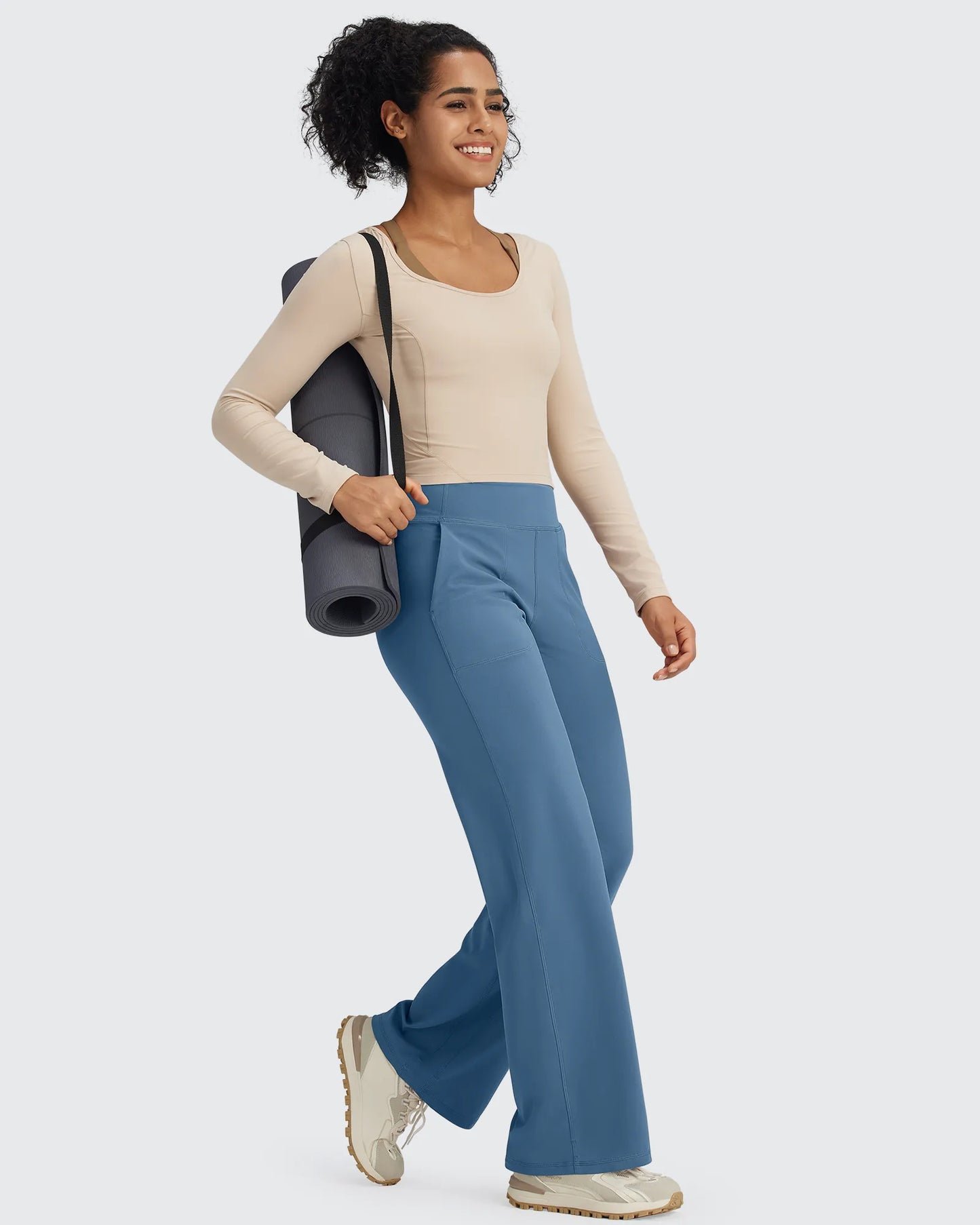 Pantalones Anchos de Vestir de Cintura Alta Sin Costuras BareFeel
