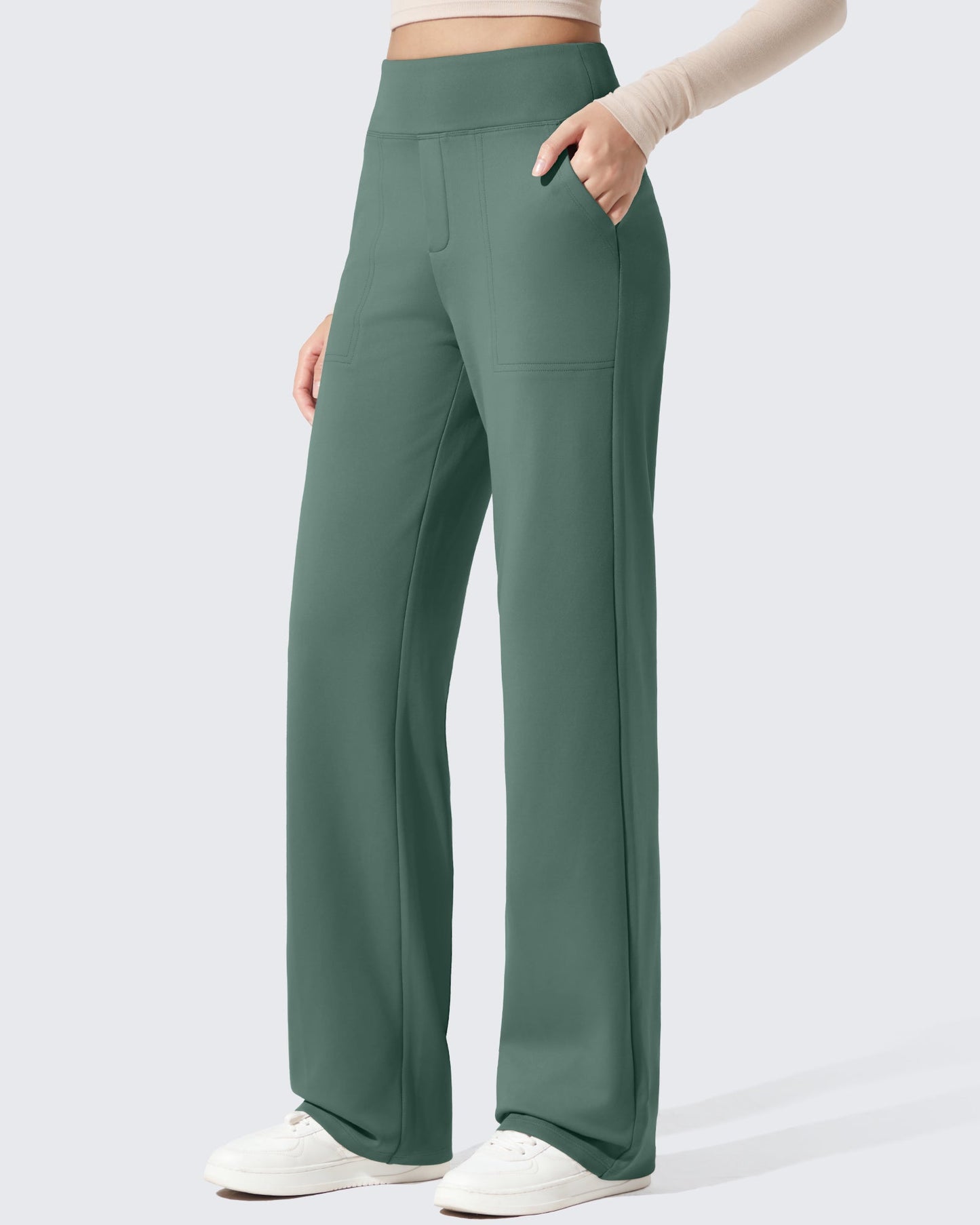 Pantalones de vestir de talle alto con forro polar EverGoing