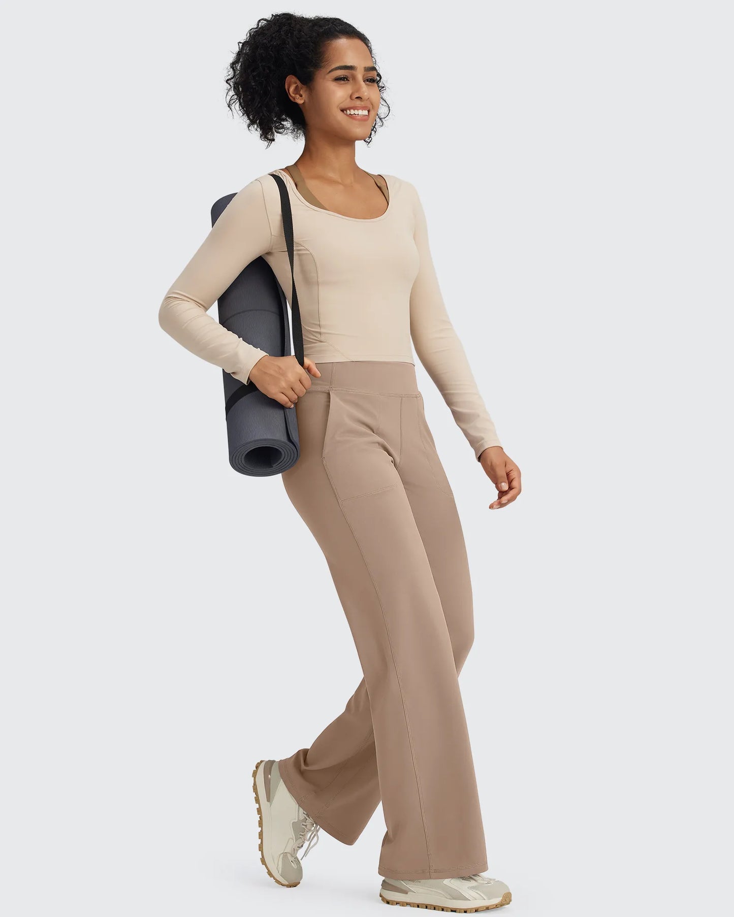 Pantalones Anchos de Vestir de Cintura Alta Sin Costuras BareFeel