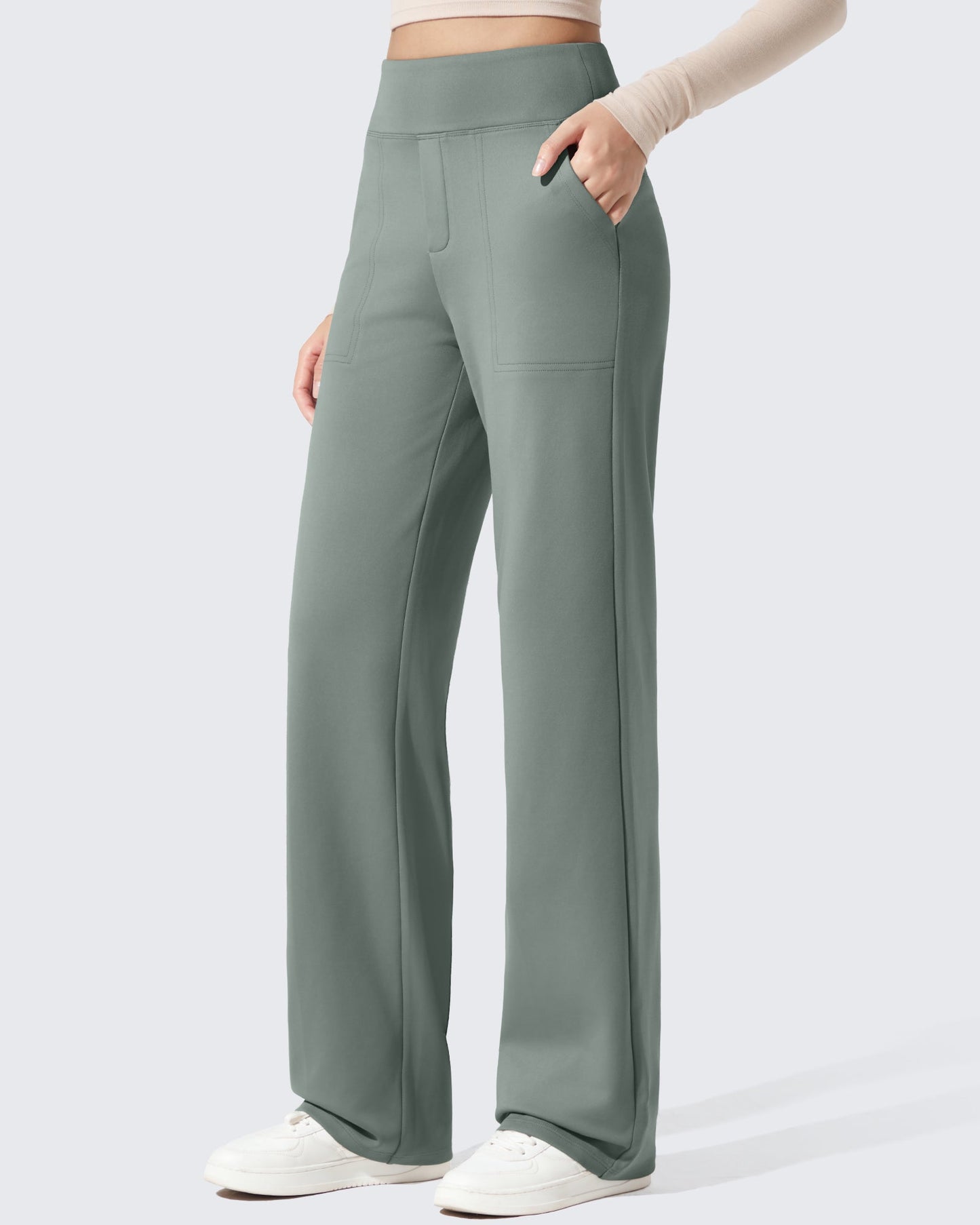 Pantalones de vestir de talle alto con forro polar EverGoing