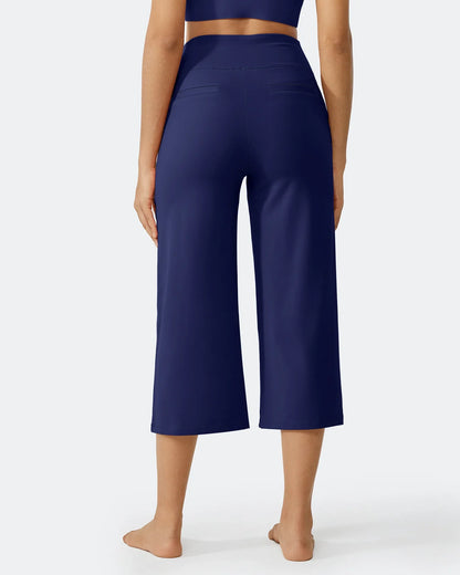 Pantalones Capri Casuales de Talle Alto con Pierna Ancha EverGoing