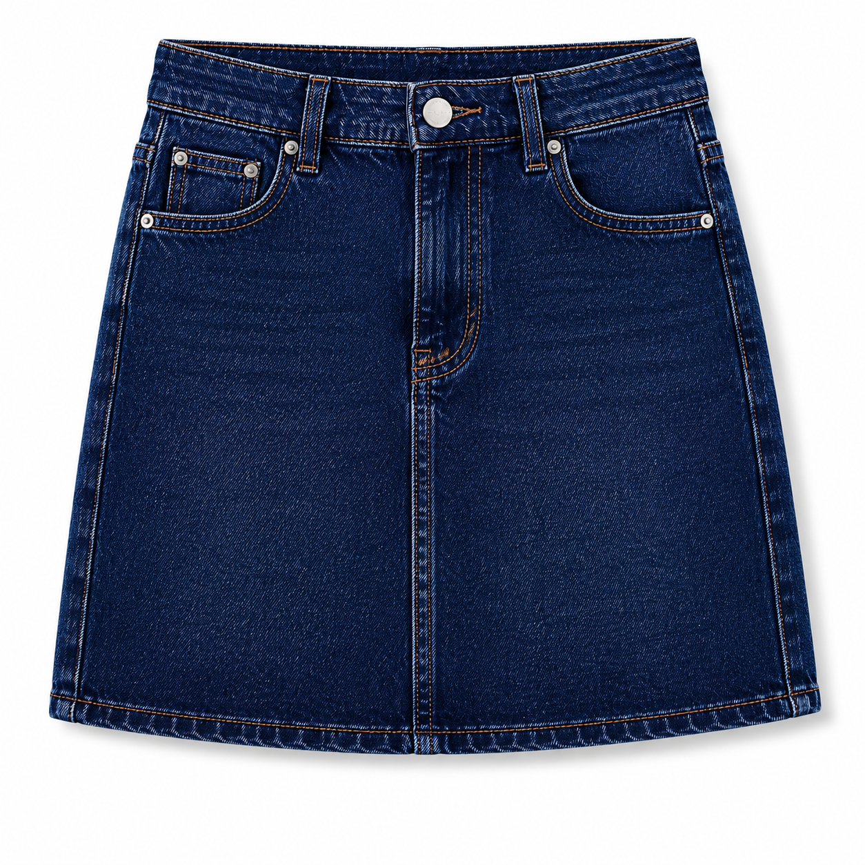 Women's Bella Stretch Medium Indigo Mid Rise Jean Mini Skirt - Multicolor