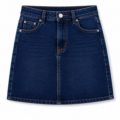 Women's Bella Stretch Medium Indigo Mid Rise Jean Mini Skirt - Multicolor