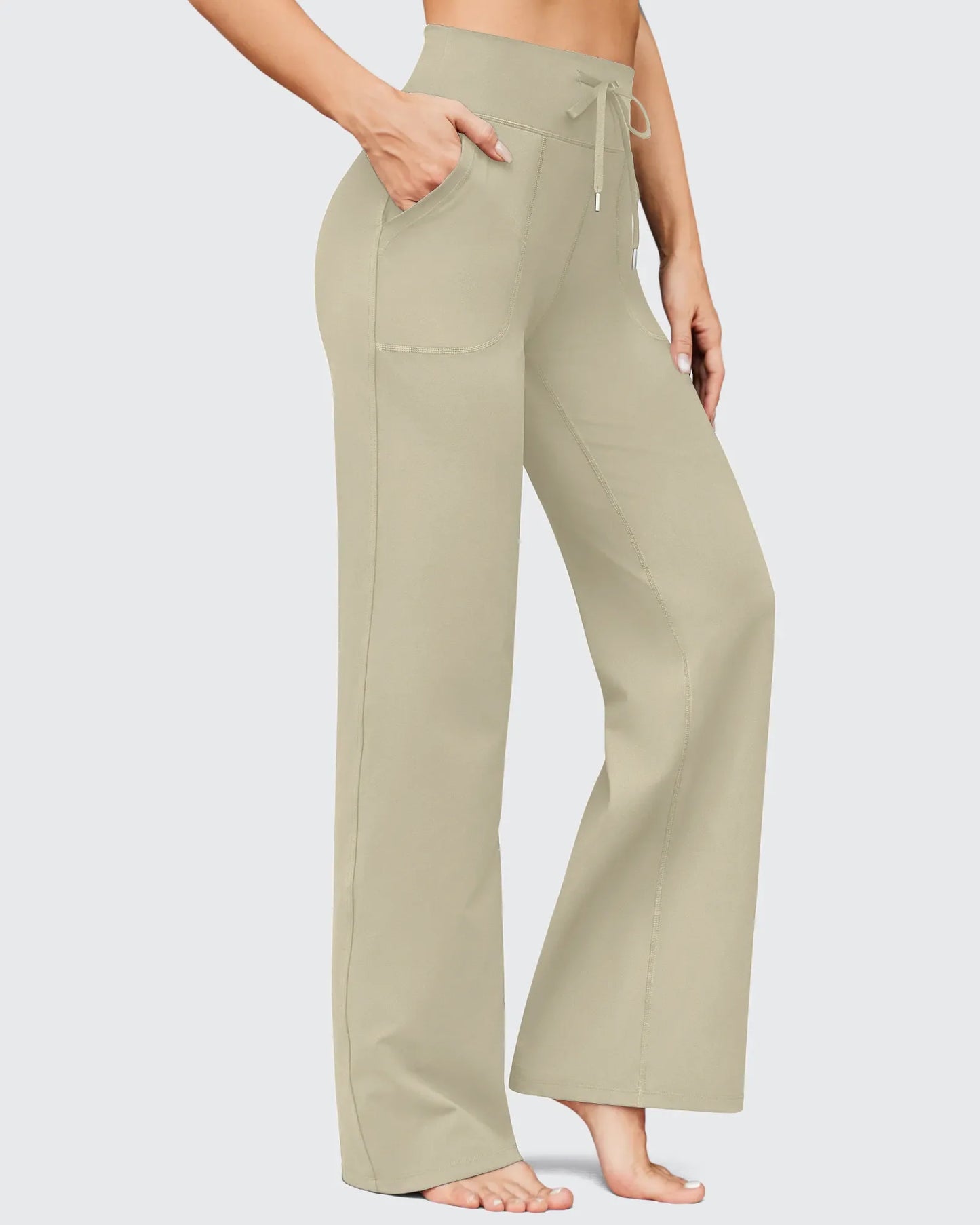 EverGoing Negocios Casual Cintura Alta Pierna Ancha Pantalones Altos