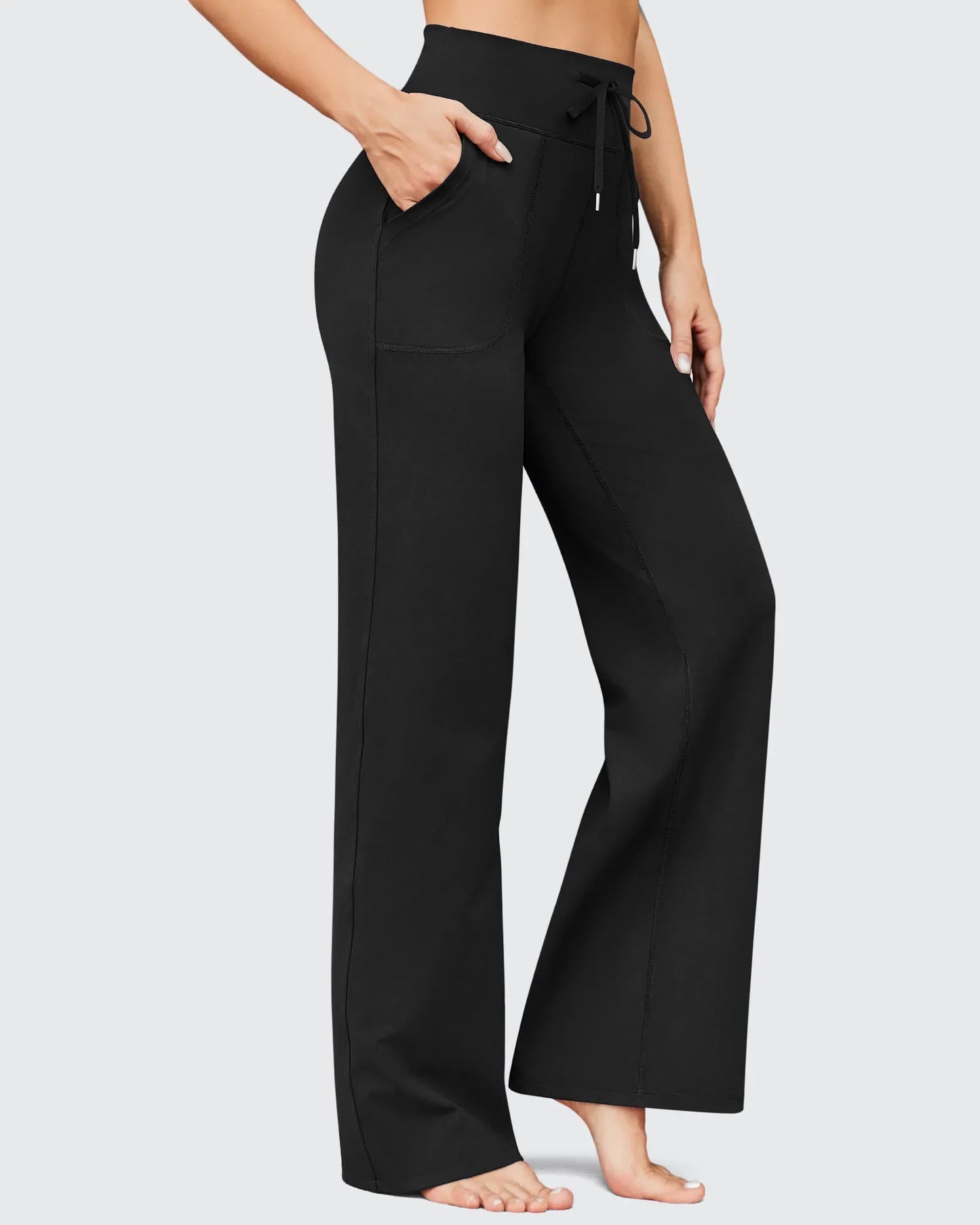 EverGoing Negocios Casual Cintura Alta Pierna Ancha Pantalones Altos