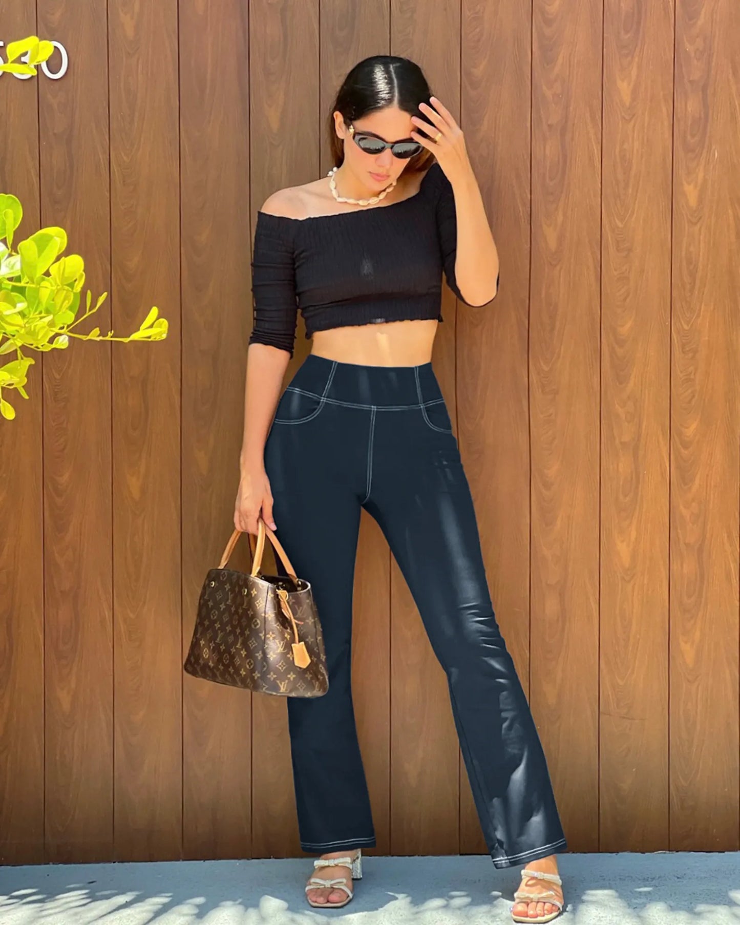 Pantalones de trabajo acampanados de tiro alto y elásticos EverGoing