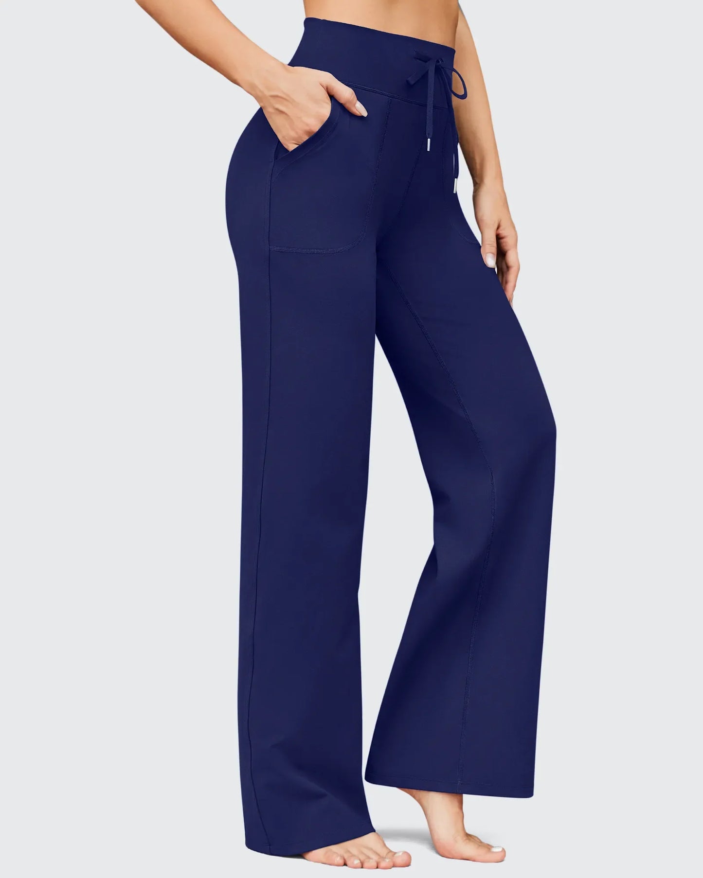 EverGoing Negocios Casual Cintura Alta Pierna Ancha Pantalones Altos