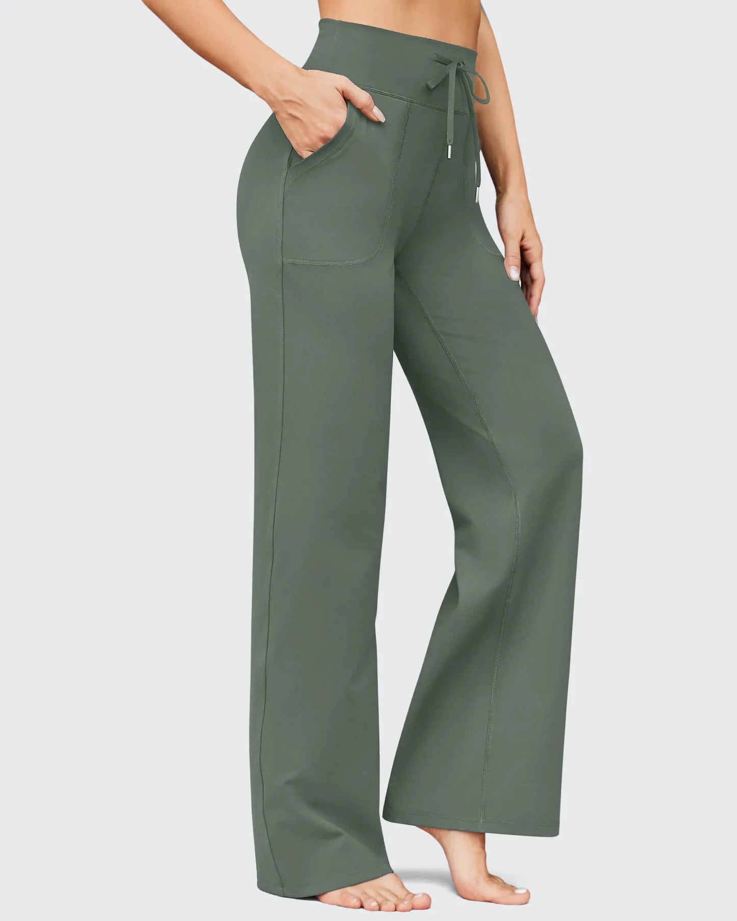 EverGoing Negocios Casual Cintura Alta Pierna Ancha Pantalones Altos