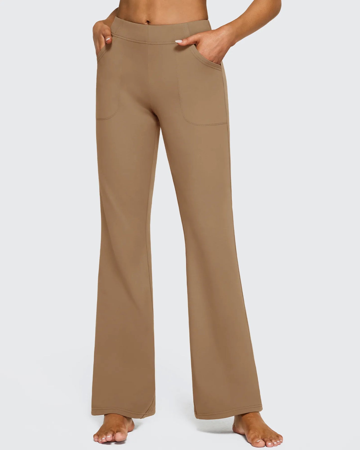 Pantalones de trabajo acampanados de tiro alto con forro polar