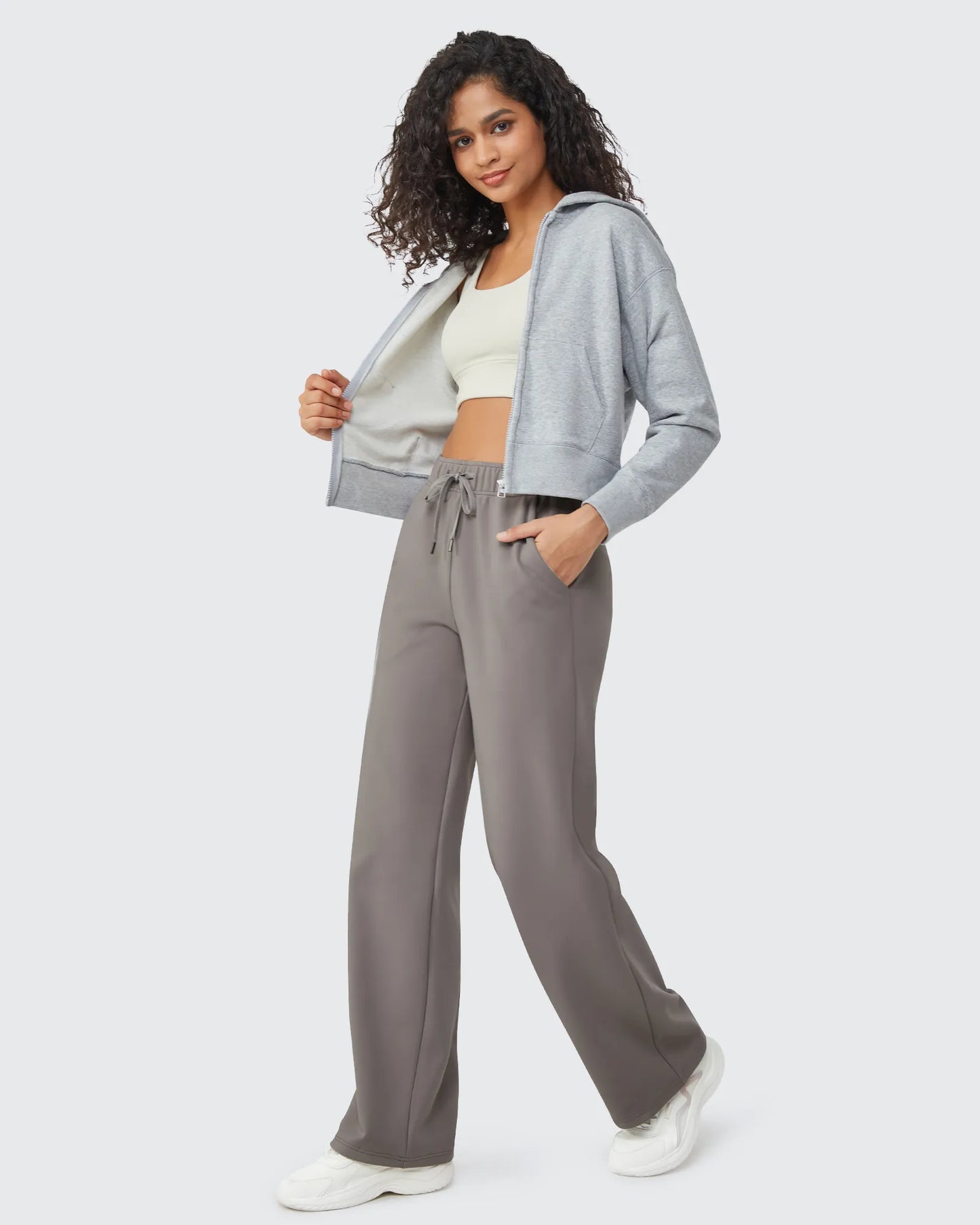 Pantalones informales EverGoing Petite con cordón y forro polar suelto