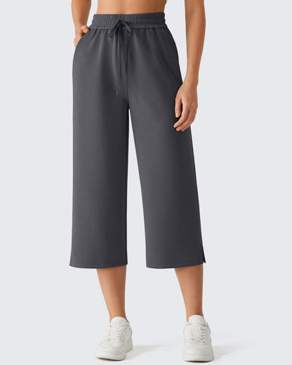 G4Free Smoofit Pantalones Capri de Pierna Ancha con Cordón y Bolsillos