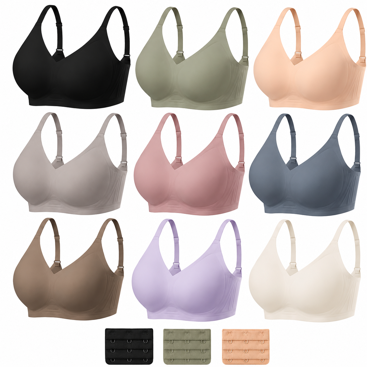 9 PACK-Women No Underwire Comfort Seamless Bras