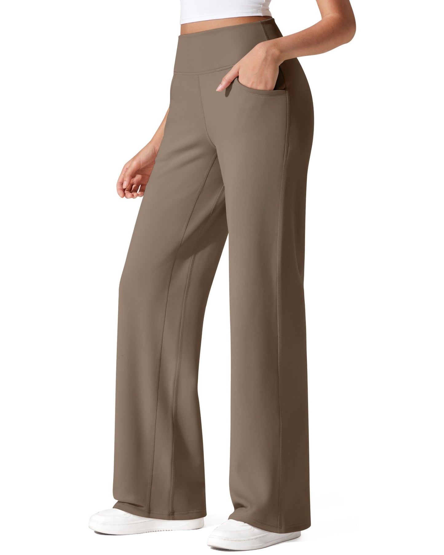 Pantalones térmicos de cintura alta y pierna ancha con forro polar EverGoing