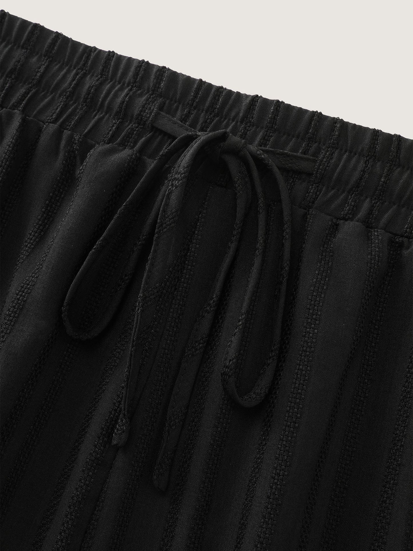 Striped Texture Drawstring Waist Shorts