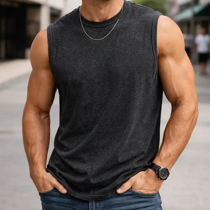 (4-pack)Oversized Vintage Washed Cotton Tees & Sleeveless Vests