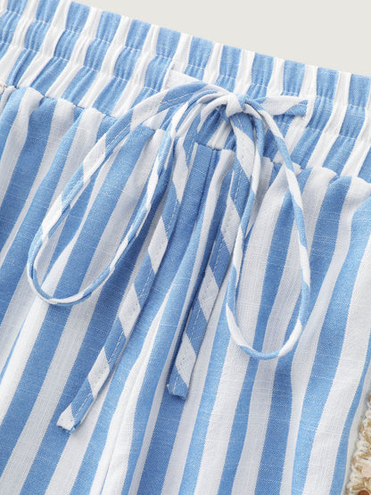 Asymmetrical Striped Print Shorts