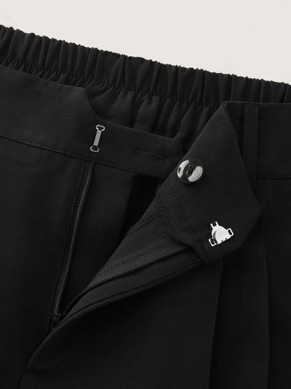 Stretchy Elastic Waist Pleated Shorts