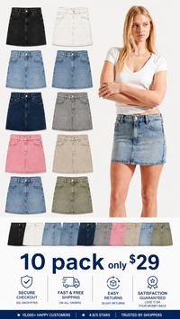 10 PACK (Black + White + Light Blue + Vintage Blue + Dark Blue + Grey + Pink + Beige + Sky Blue + Olive Green)