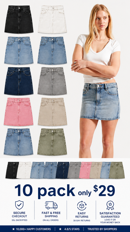Women's Bella Stretch Medium Indigo Mid Rise Jean Mini Skirt - Multicolor