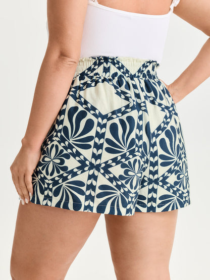 Floral Print Stretchy Waist-Tie Shorts