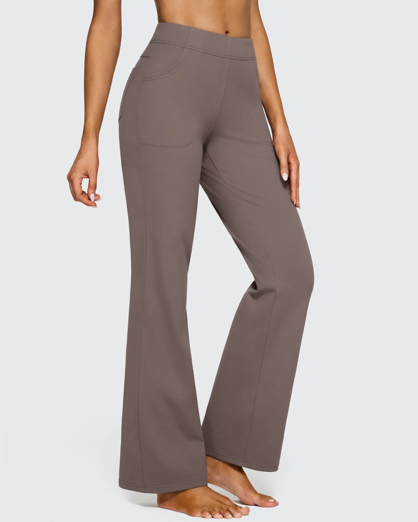 Pantalones de trabajo acampanados de tiro alto con forro polar