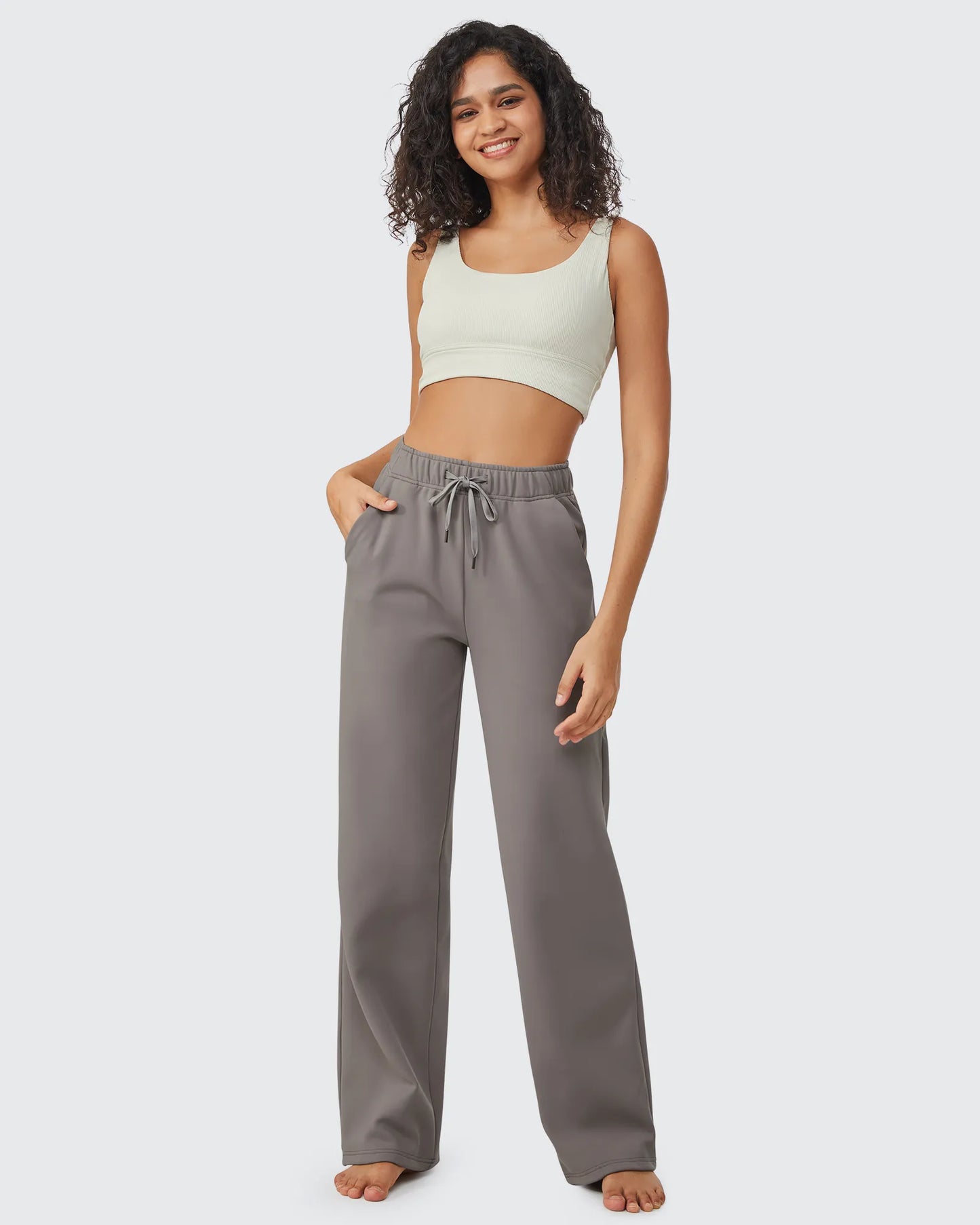 Pantalones informales EverGoing Petite con cordón y forro polar suelto